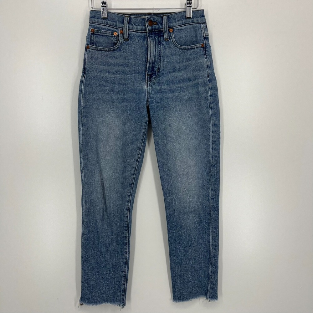 Madewell The Perfect Vintage Crop Jean High Rise Raw Hem Medium Wash Size 24